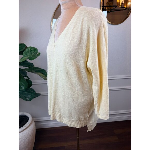 Eileen Fisher Organic Linen/Cotton Slub Knit Sweater – Soft Yellow – Size Large - Picture 6 of 15